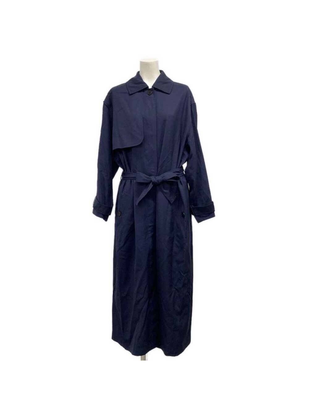 Hermes Trench Coat M Fluidtrench Blue Ankle Long Sleeve Length